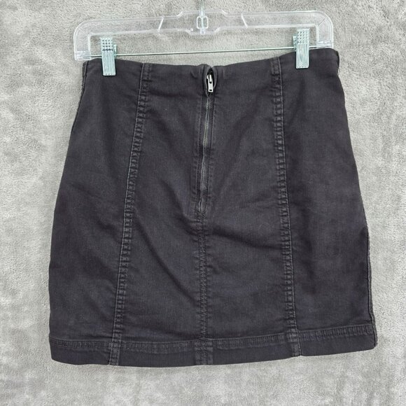 Free People Modern Femme Denim Stretch Skirt 10 Washed Out Faded Black Mini Goth - Picture 8 of 10